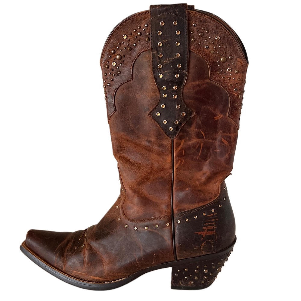 Ariat Rhinestone Cowgirl Sassy Studded Brown Leather Western Boots 10B 10006850 - Picture 3 of 15